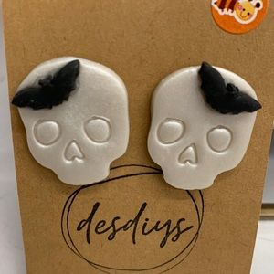 Clay Skull Halloween Earrings